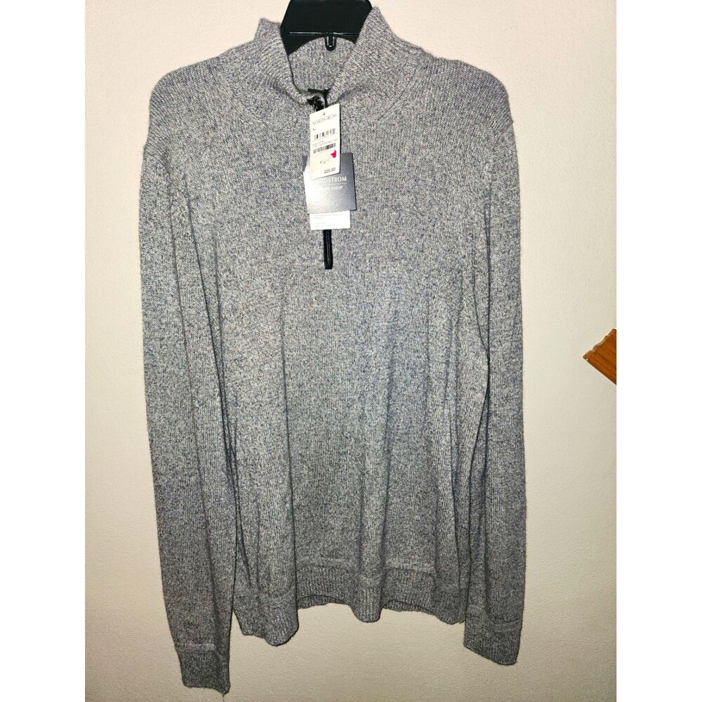 Nordstrom Mens Cashmere Silk Blend 1/4 Zip Sweater Grey XL Grandpacore Luxe NWT